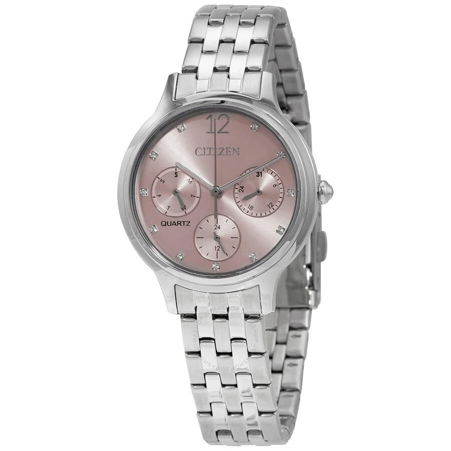 Citizen Chronograph Quartz Crystal Pink Dial Ladies Watch ED8180-52X 1