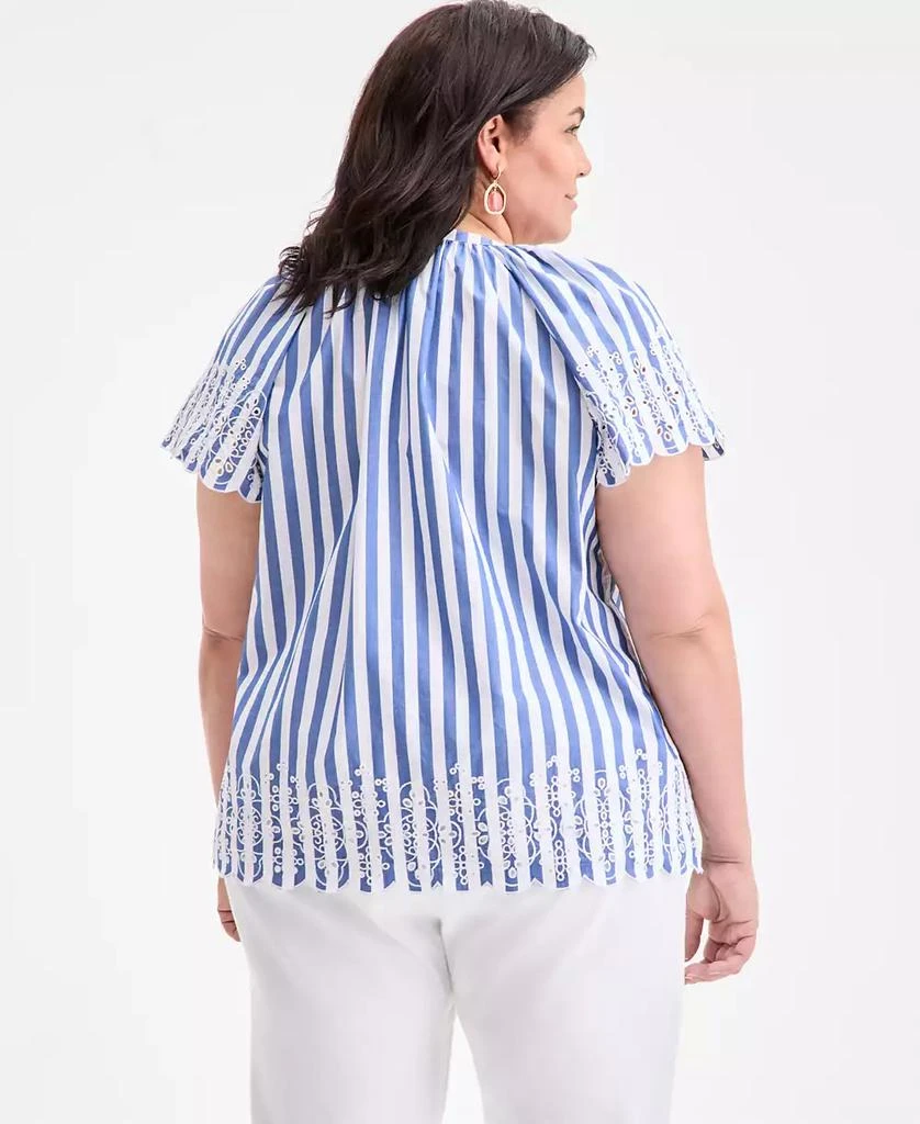 Style & Co Plus Size Striped Flutter-Sleeve Top, Exclusively at Macy's 4