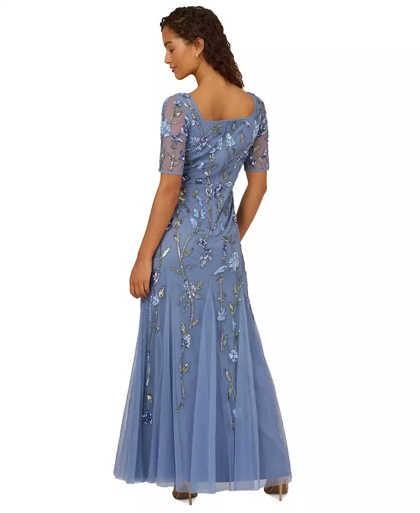 Adrianna Papell Women's Square-Neck Beaded Mesh Gown 3