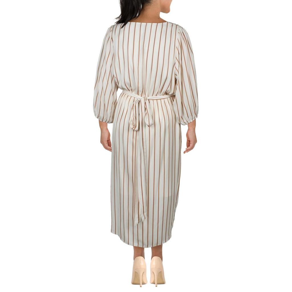 City Chic Plus Womens Striped Polyester Wrap Dress