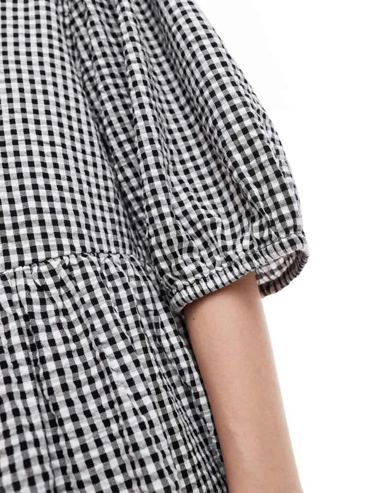 knee length dresses for ladies Sunshine, Smocked Bodice, Midi Dress, Tiered Gingham – BlushDesert main image 1