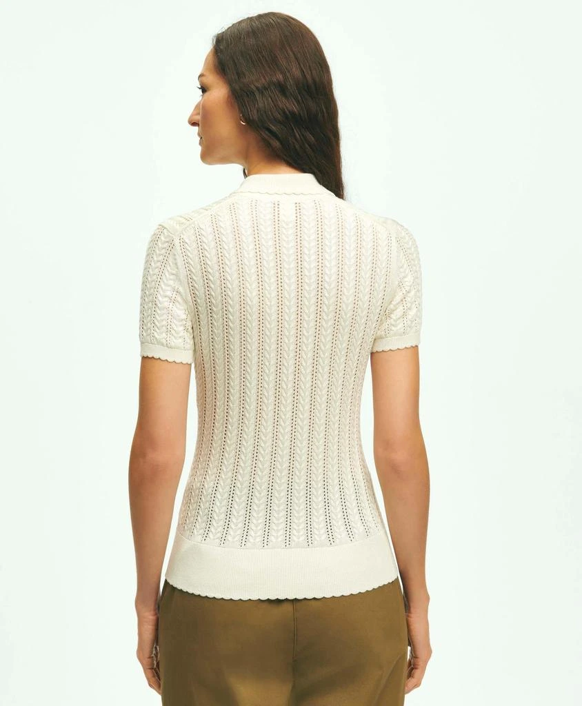 Brooks Brothers Silk Blend Pointelle Polo Sweater 3