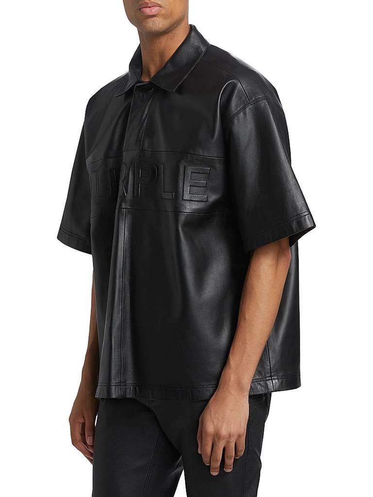 Purple Brand Leather Short-Sleeve Polo Shirt 4