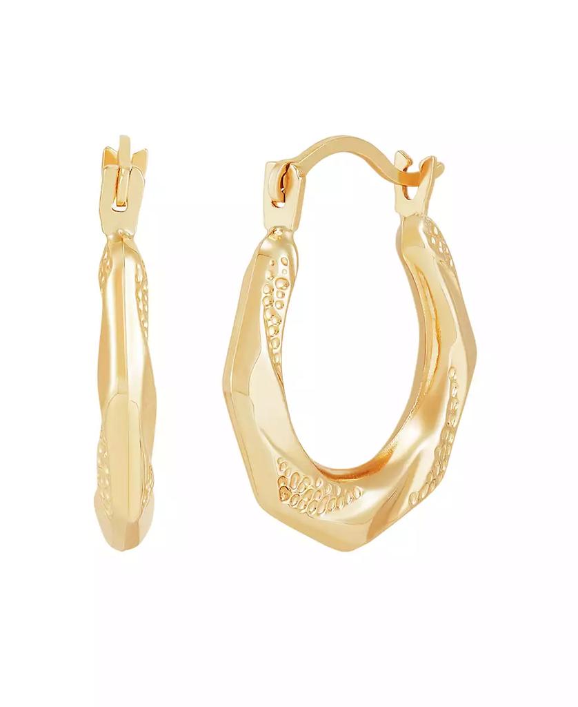 Macy's Polished Texture Hoop Earrings in 14K Yellow Gold