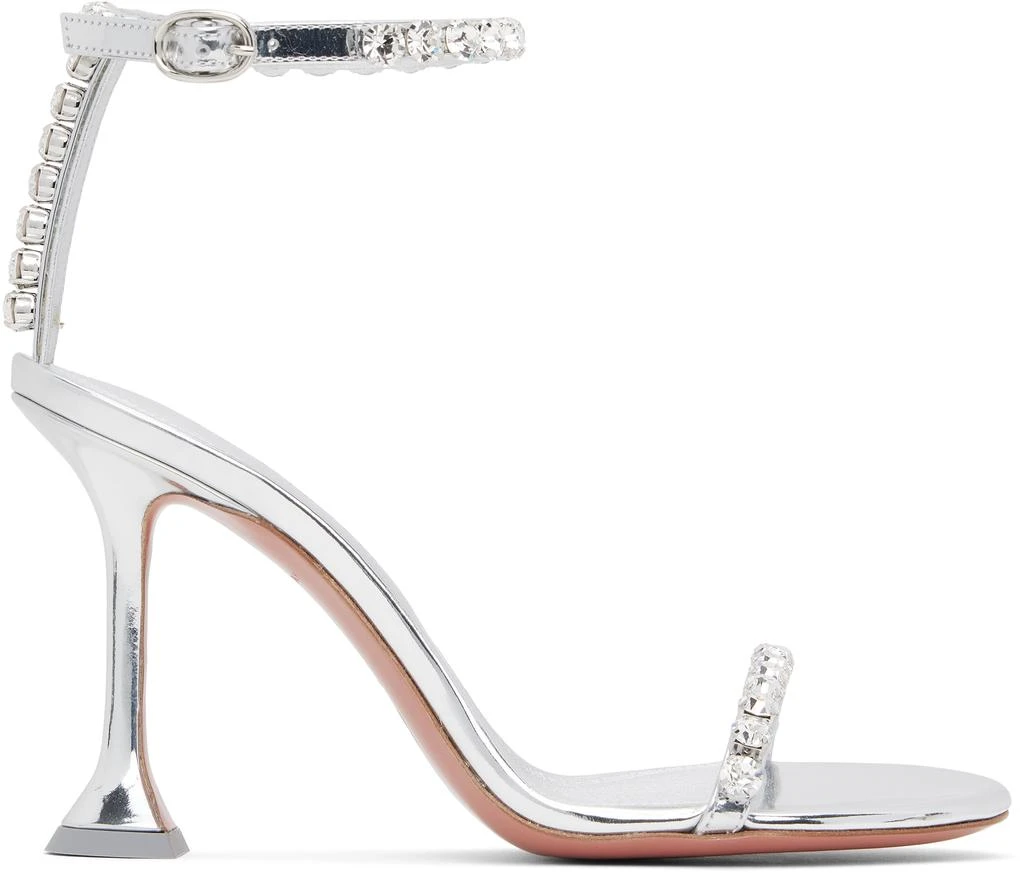 Amina Muaddi Silver Gigi 95 Heeled Sandals 1