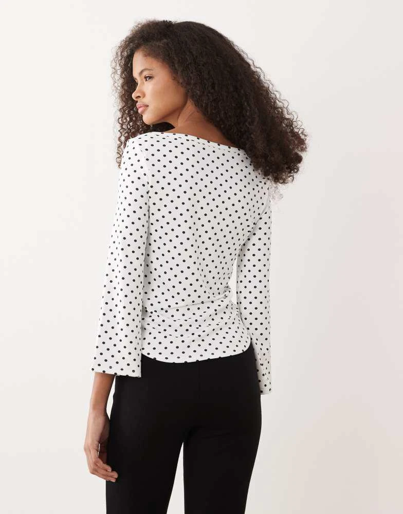 ASOS ASOS DESIGN long sleeve with boat neck top in mono spot 4