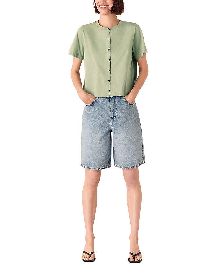 Whistles Round Neck Button Up Tee