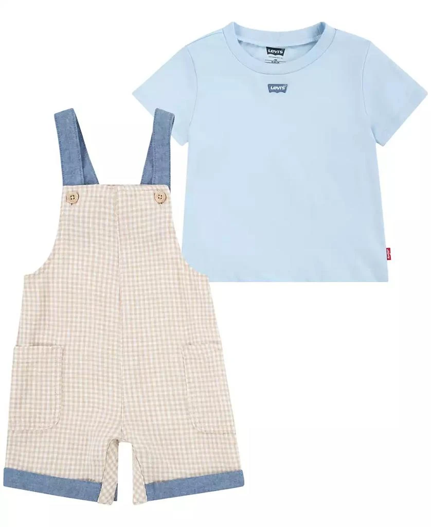 Levi
s Baby Boys Gingham Shortall and T-shirt Set 1
