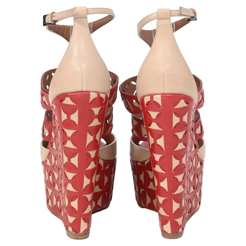 Alaïa Laser Cut Wedges in Red Leather 3