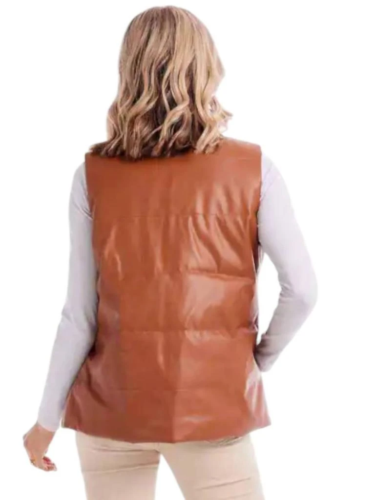 mudpie Boyd Faux Leather Vest In Brown 2