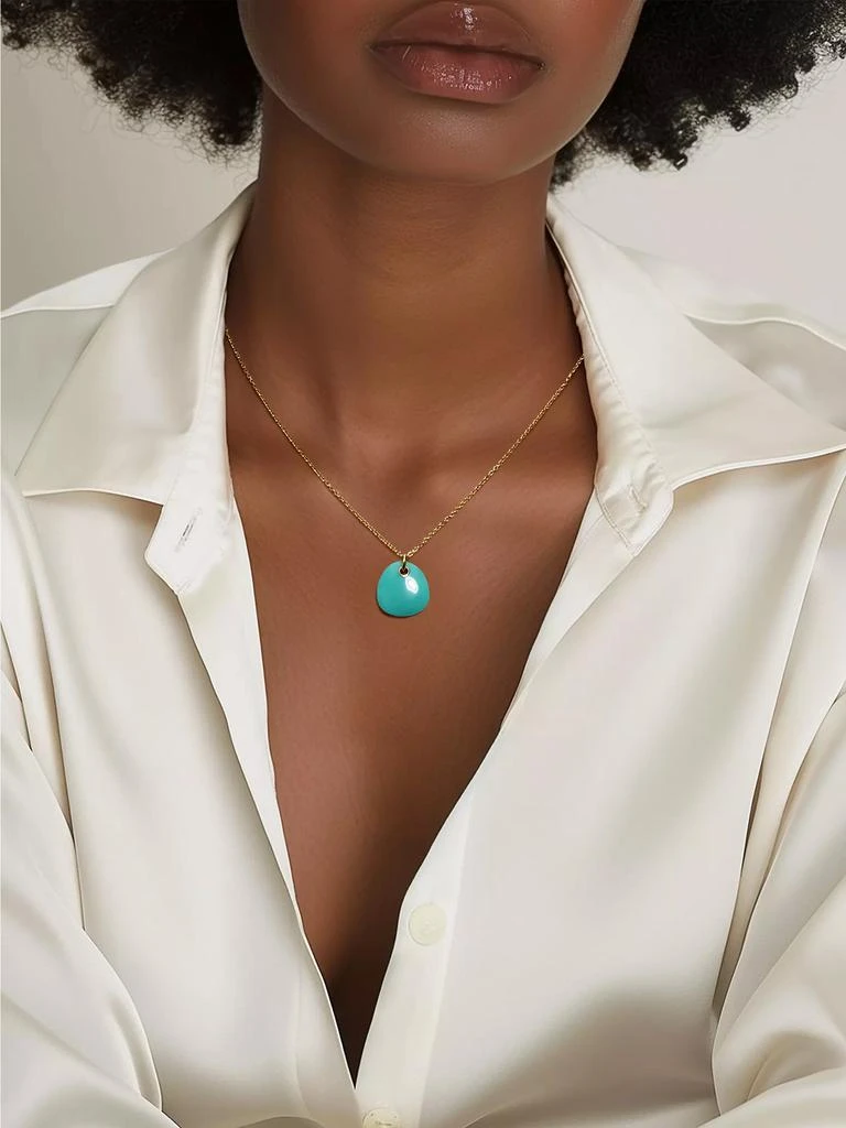 Ippolita Large 18K Green Gold &amp; Turquoise Pebble Pendant Necklace 2