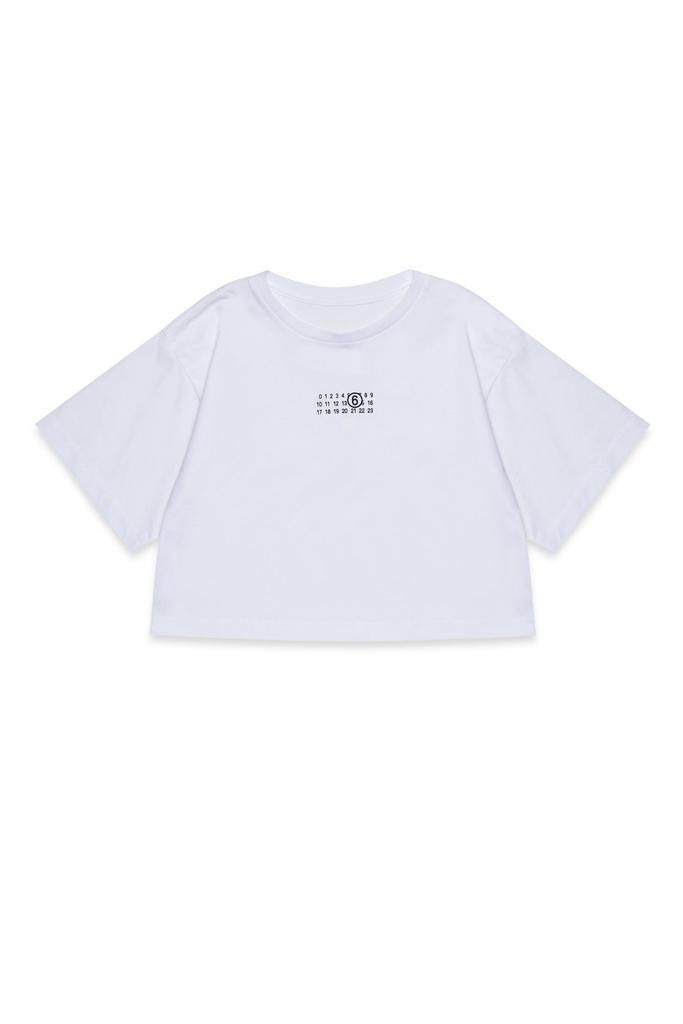 Shop MM6 Maison Margiela Kids Logo Printed Cropped T-Shirt on Sale