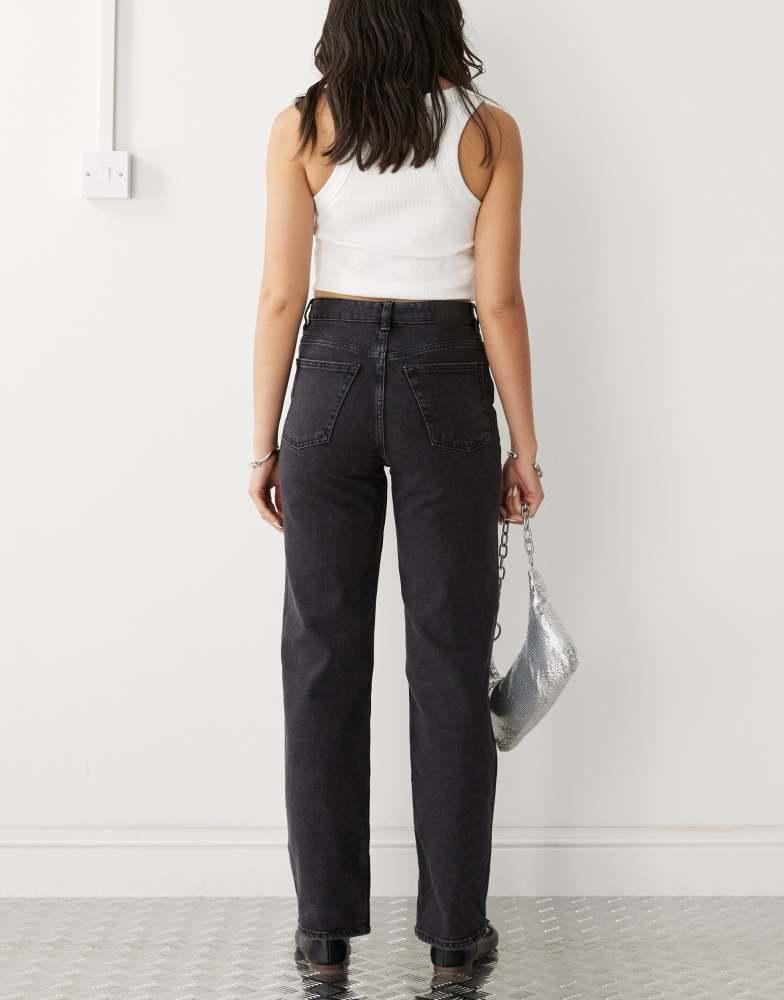 Monki Monki Zami high waist straight leg jeans in black