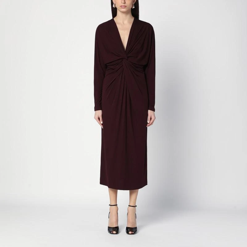 ANINE BING Mathilde dress with burgundy draping 1