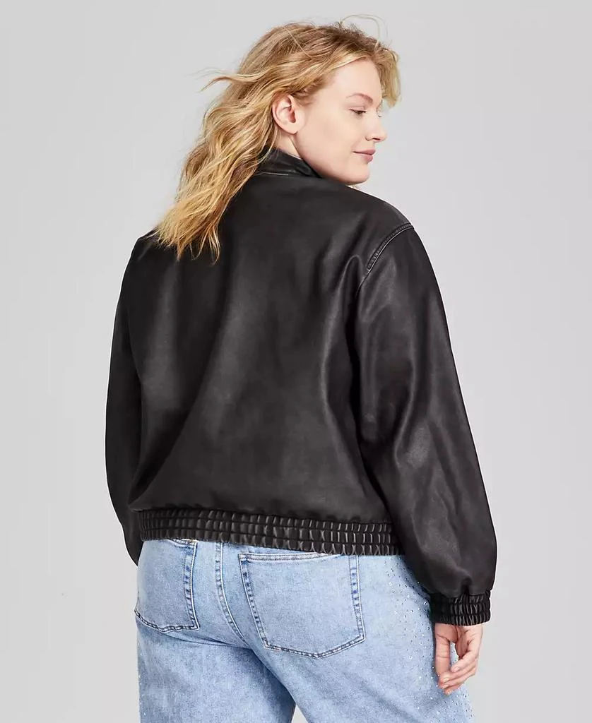 And Now This Trendy Plus Size Faux-Leather Bomber Jacket, Created for Macy's 2