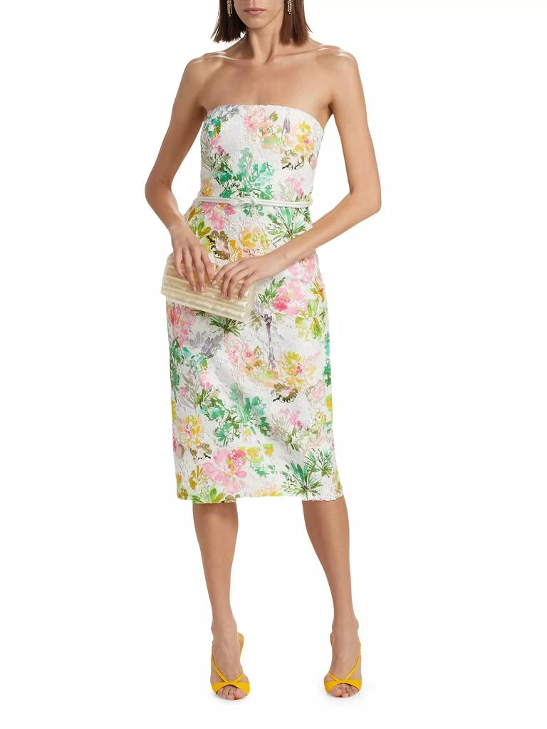 Badgley Mischka Floral Lace Strapless Cocktail Dress 2