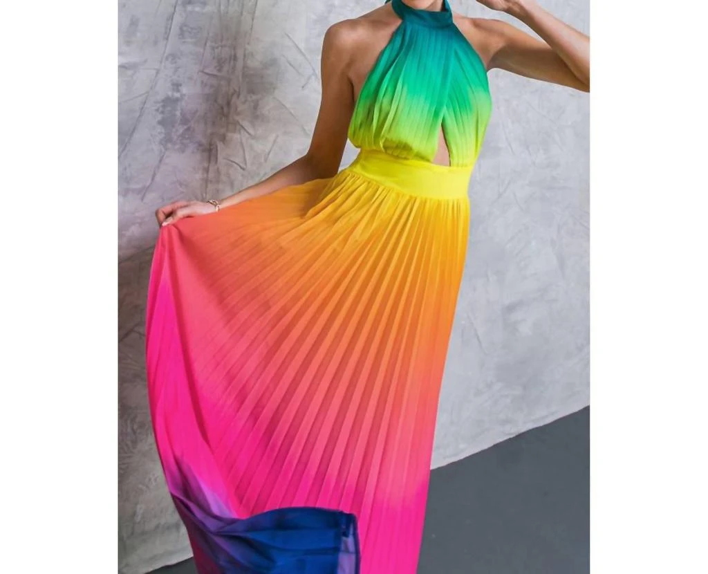 FLYING TOMATO Flying Tomato - Over The Rainbow Ombre Maxi Dress 5