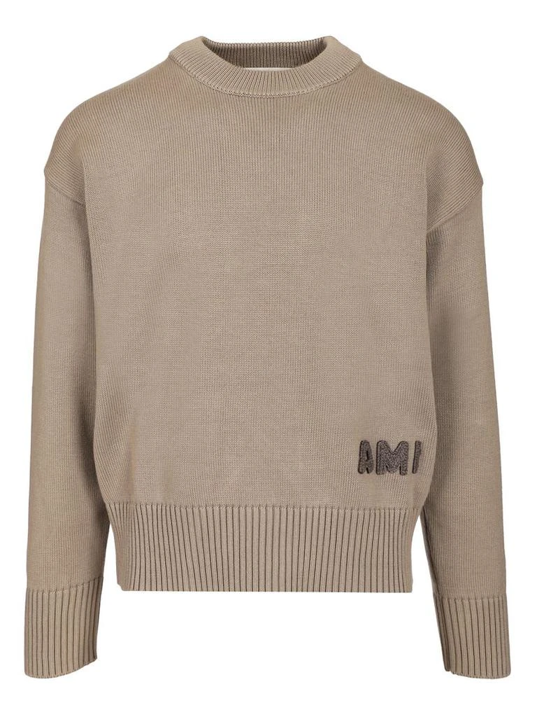 AMI AMI Logo Embroidered Crewneck Knitted Sweater 1