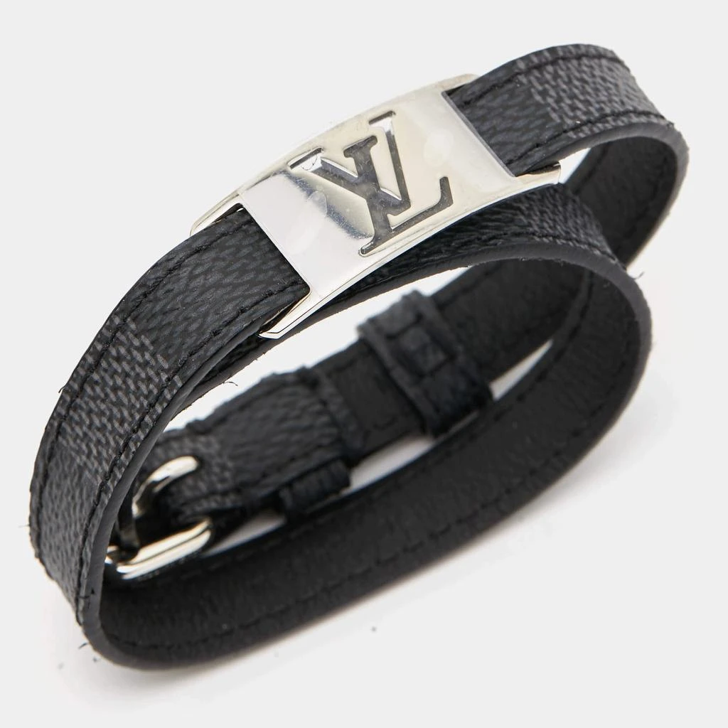 Louis Vuitton Louis Vuitton Sign It Damier Leather Silver Tone Double Wrap Bracelet 3