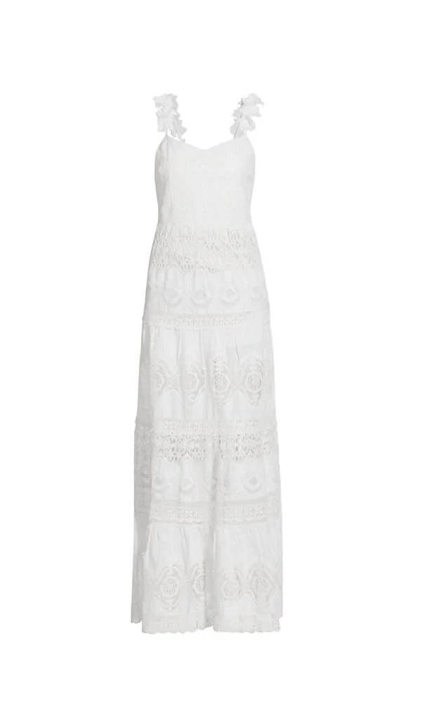 Alice + Olivia Alora Embroidered Sweetheart Neckline Midi Dress In White 3