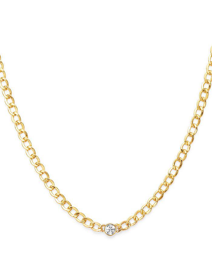 Zoe Lev 14K Yellow Gold Diamond Cuban Link Choker Necklace, 15"