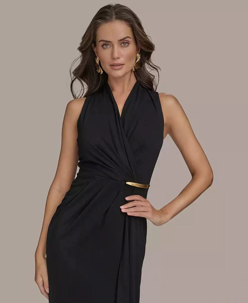 Donna Karan Women's Gathered Hardware Sleeveless Jersey Gown 3