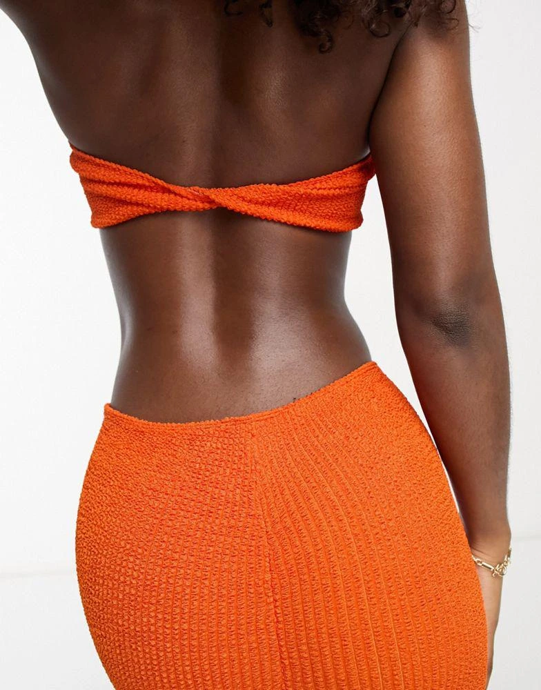 ASOS ASOS DESIGN mix and match crinkle micro bandeau bikini top in deep orange 2