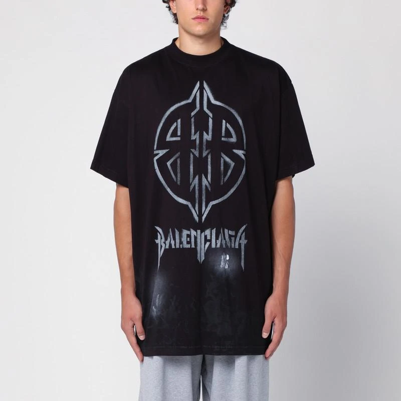 Balenciaga T-Shirt Metal BB Stencil Oversize Vintage Black 1