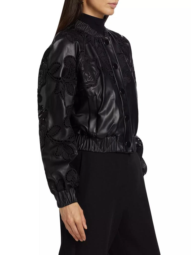 Toccin Brynn Vegan Leather-Lace Bomber Jacket 4