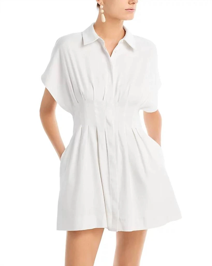 Alice + Olivia Alice + Olivia - Lilliana pleated linen-blend mini shirt dress 1