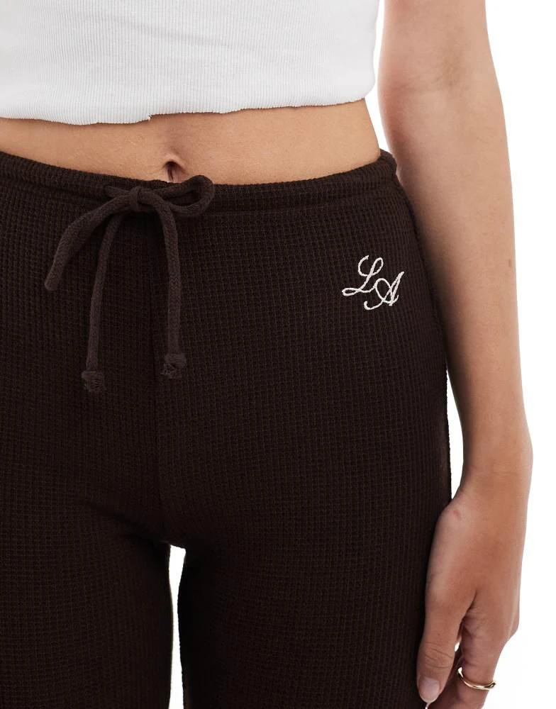 PacSun Pacsun waffle textured flared trousers in coffee bean brown 4