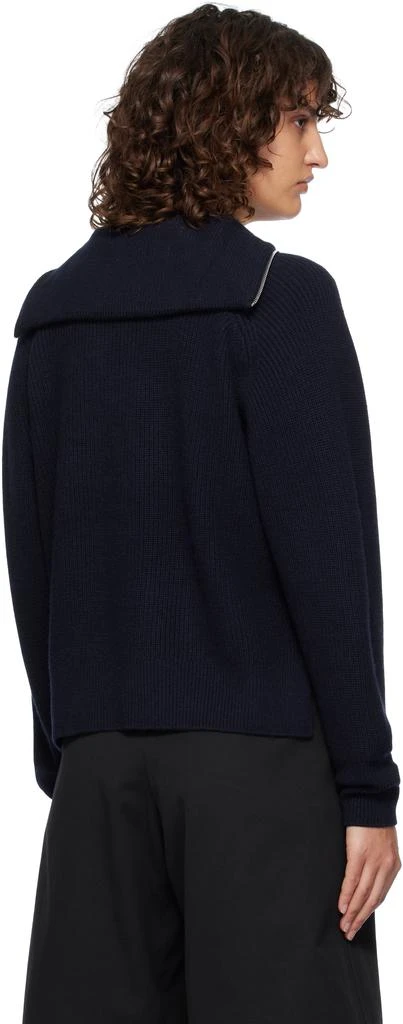 Maison Kitsune Navy Bold Fox Head Patch Half Zip Ribbed Sweater 3