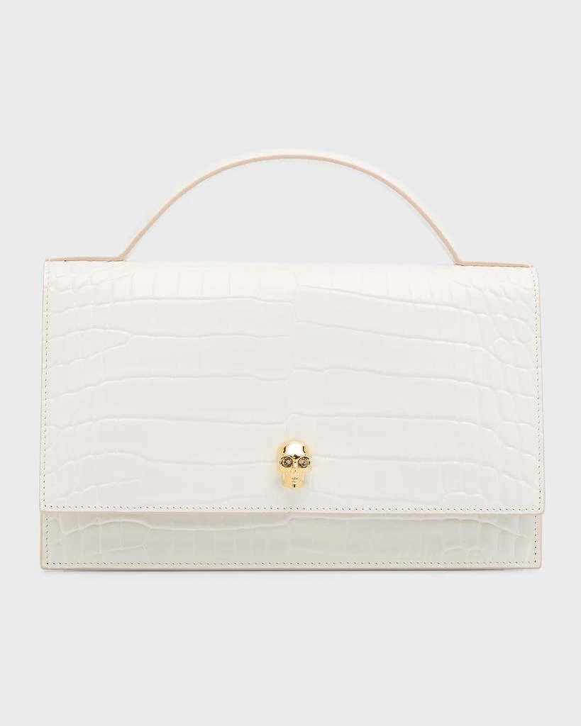 Alexander McQueen Medium Skull Croc-Embossed Top-Handle Bag 1