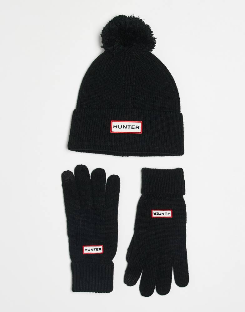 Hunter Hunter Unisex beanie & glove gift set in black