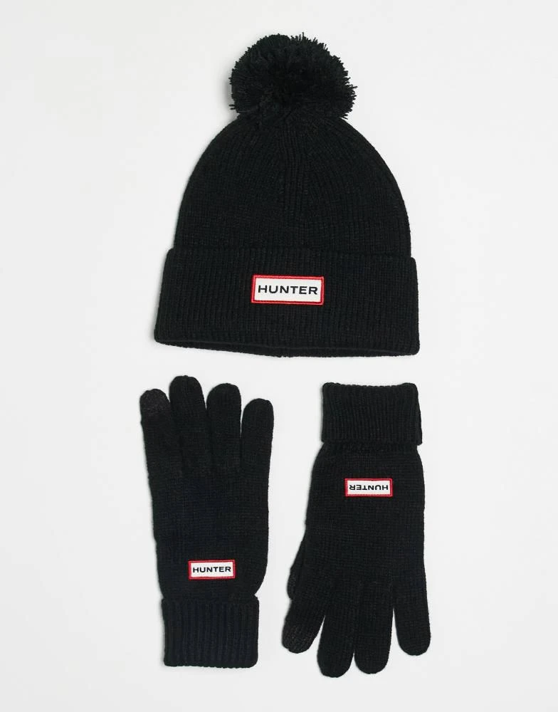 Hunter Hunter Unisex beanie & glove gift set in black 1