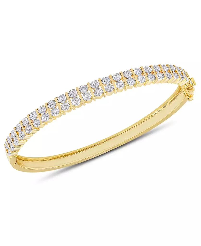 Macy
s Diamond Accent Bar Bangle in 18k Gold over Sterling Silver-Plated Brass