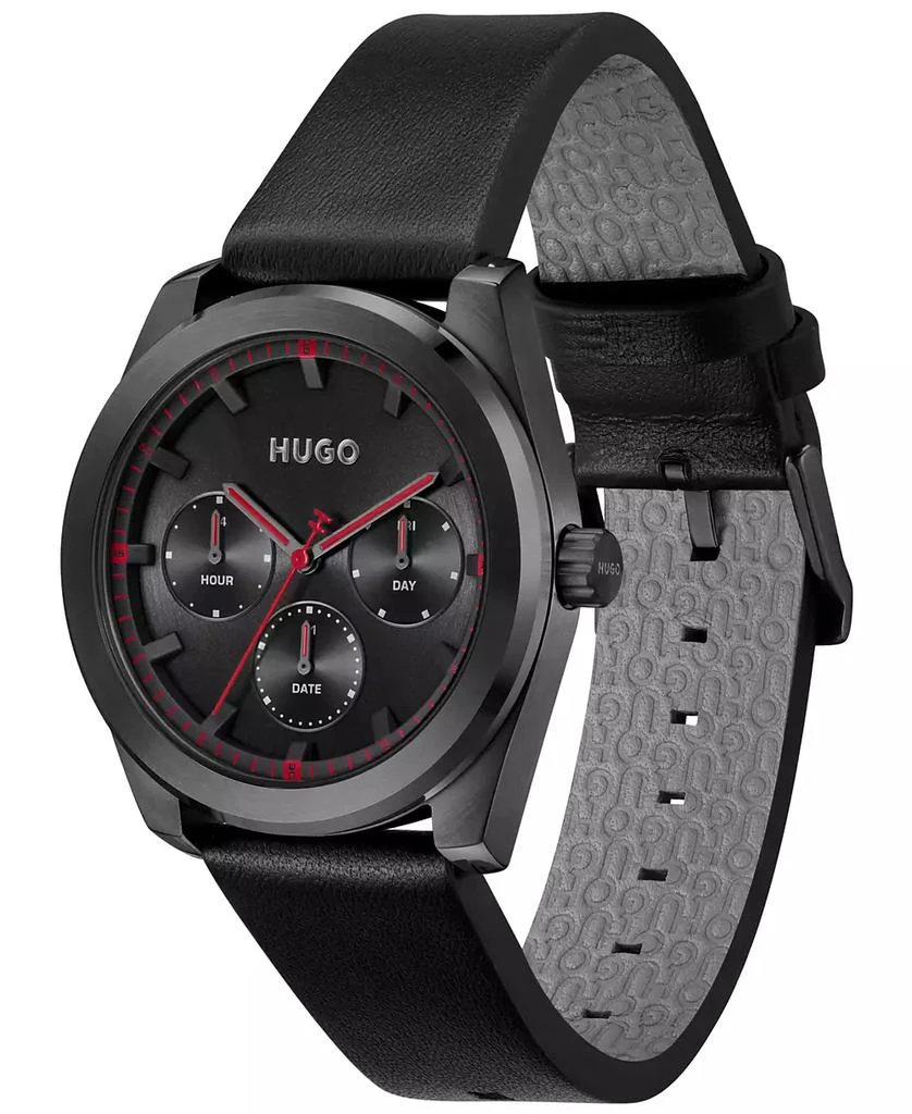 Hugo Boss Men's Bright Sport Quartz Multifunction Black Calfskin Watch, 42mm 2