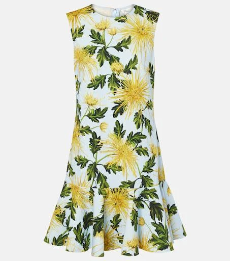 Oscar de la Renta Chrysanthemum cotton-blend minidress 1