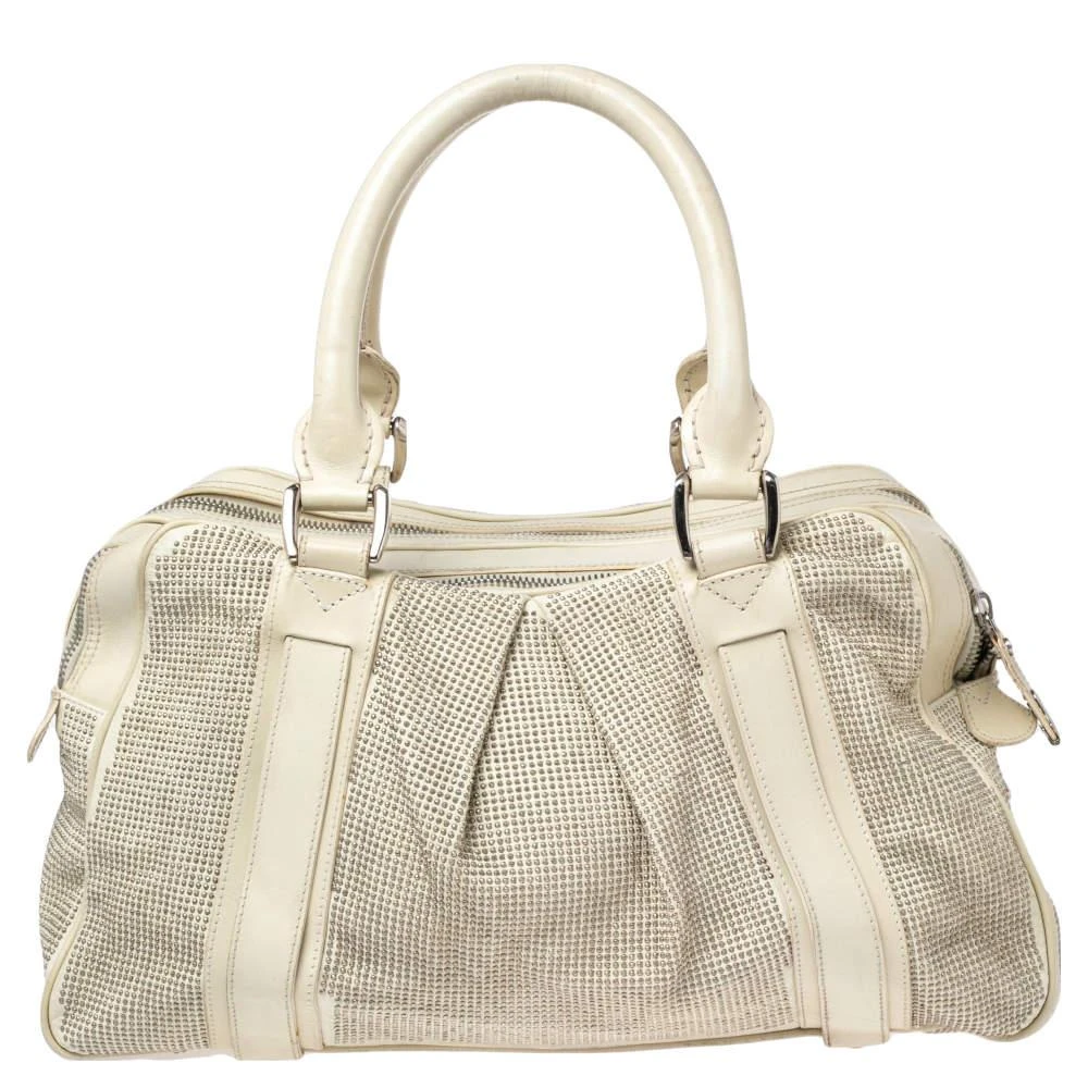 Burberry Burberry Off White Leather Studded Ashbury Knight Satchel 1