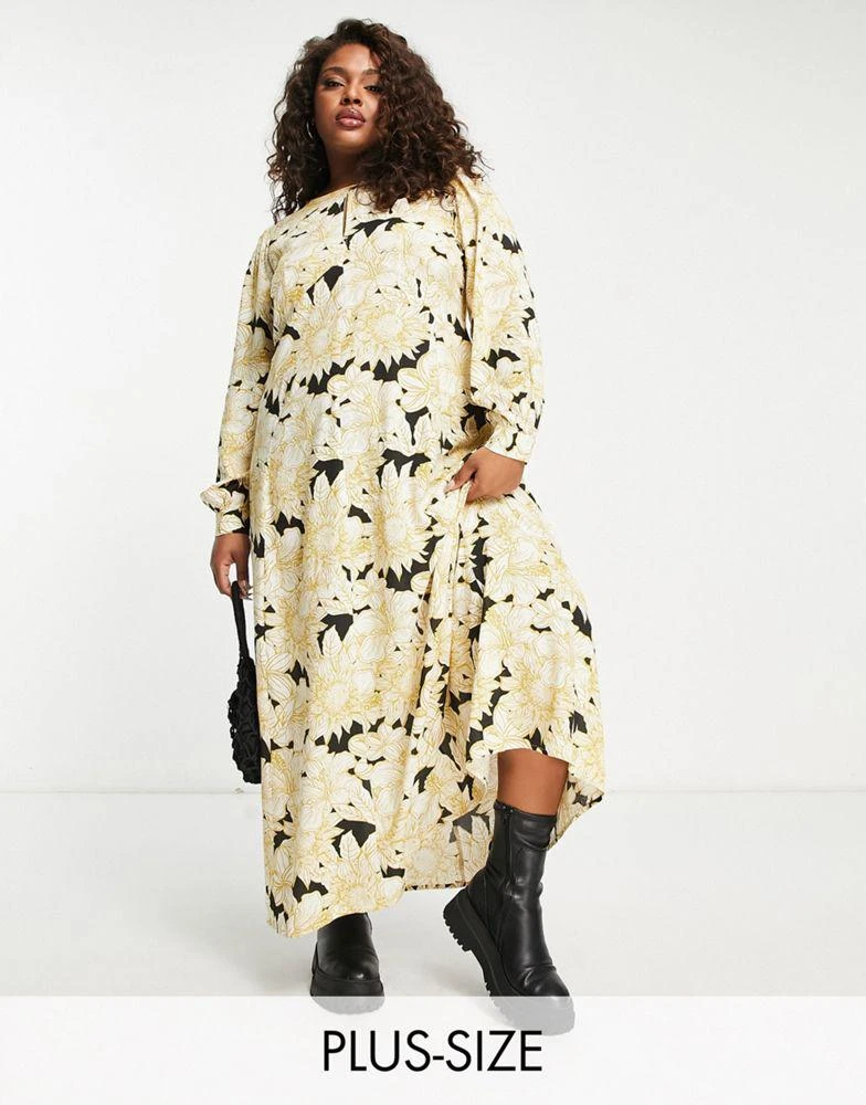 Vero Moda Curve Vero Moda Curve Aware maxi dress in yellow floral print 1