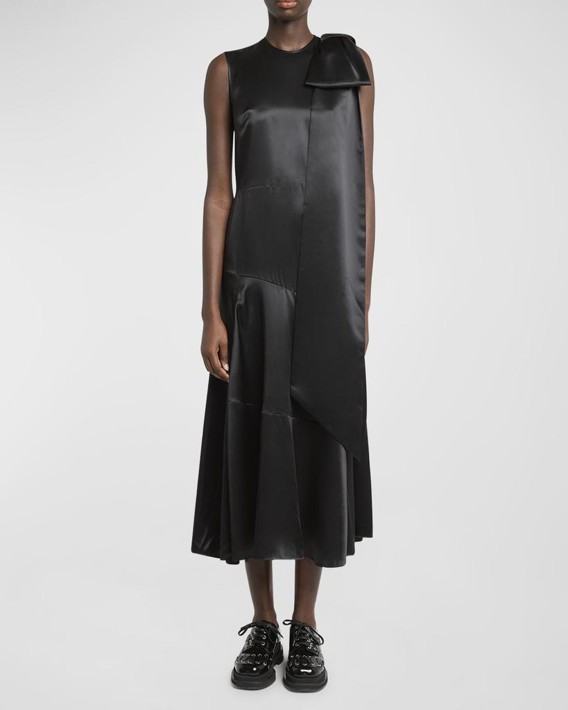 Simone Rocha Bow Sleeveless Bias-Cut Silk Midi Dress