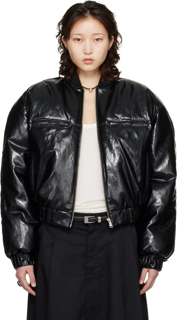 LU
U DAN Black Riot Faux-Leather Bomber Jacket