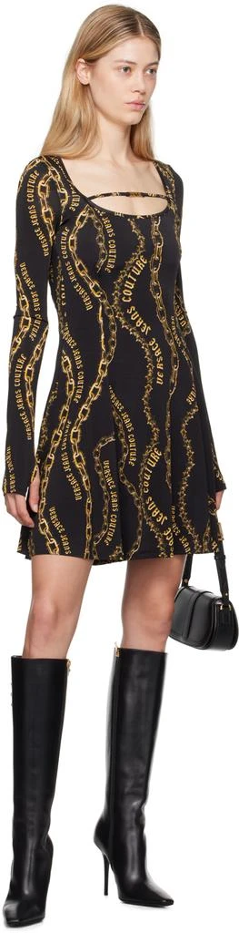Versace Black & Gold Chain Couture Flared Minidress 4