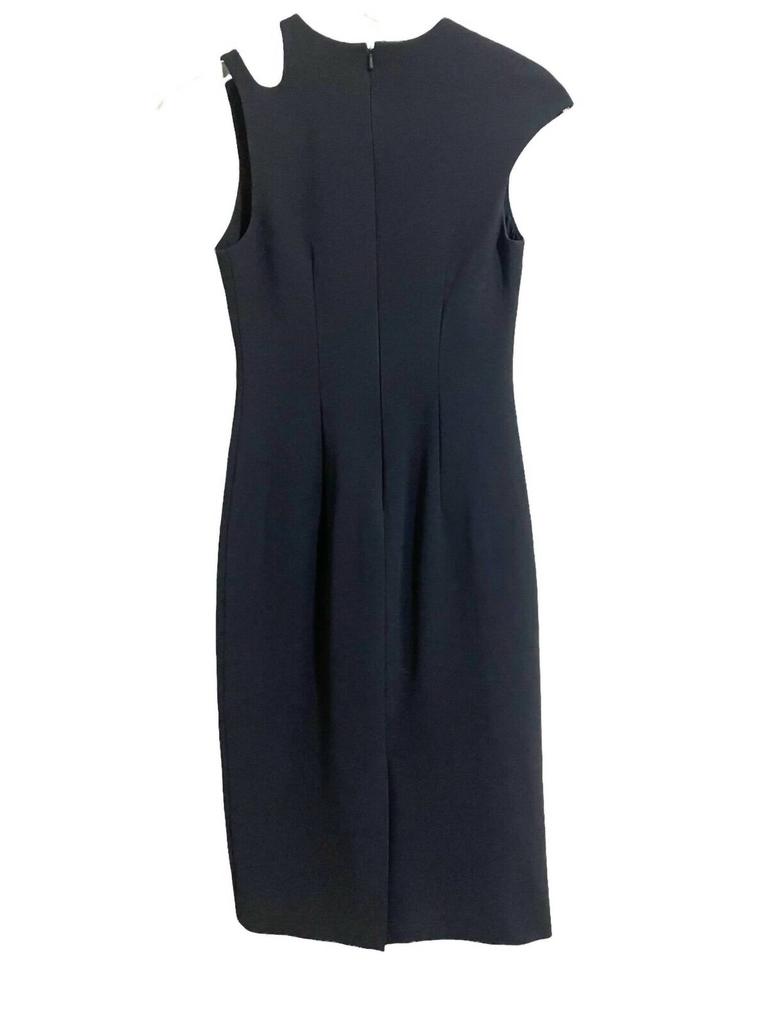 CUSHNIE Cap Sleeve Twist Cutout Pencil Dress In Black