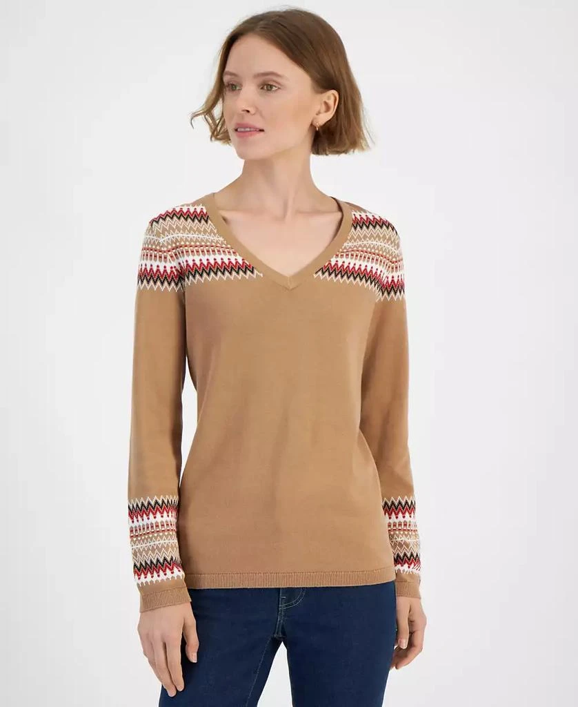 Tommy Hilfiger Women's Fair Isle V-Neck Sweater 1