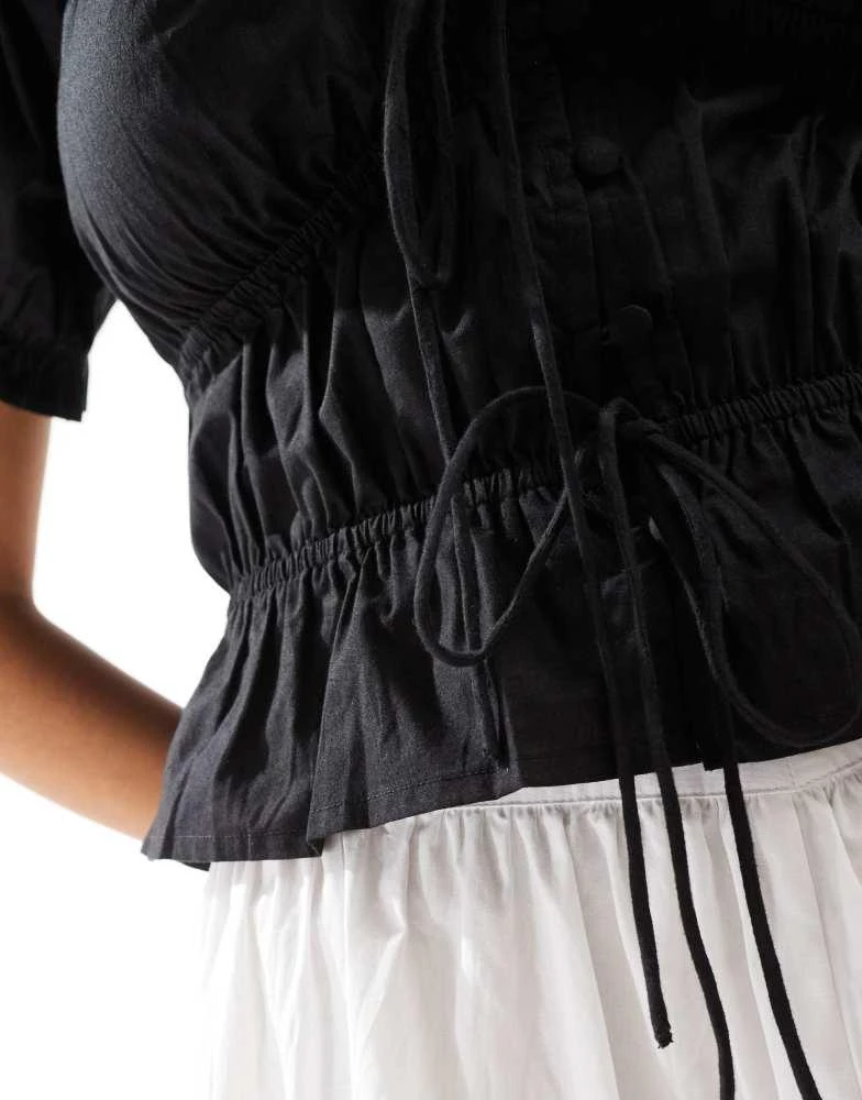 ASOS ASOS DESIGN puff sleeve top in black 3