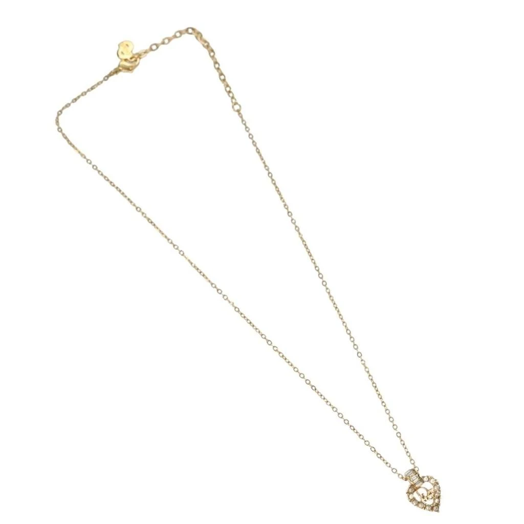Dior Logo Heart Pendant Necklace Metal With Crystal Metal Jewelry (Pre-Owned)