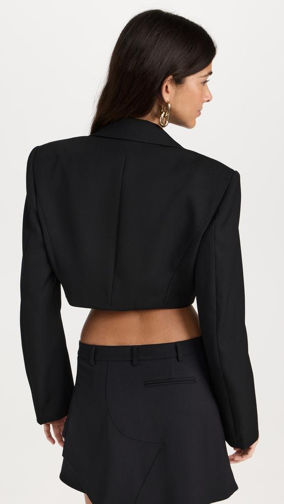 Alexander Wang Tuxedo Cropped Blazer with Logo Embroidery