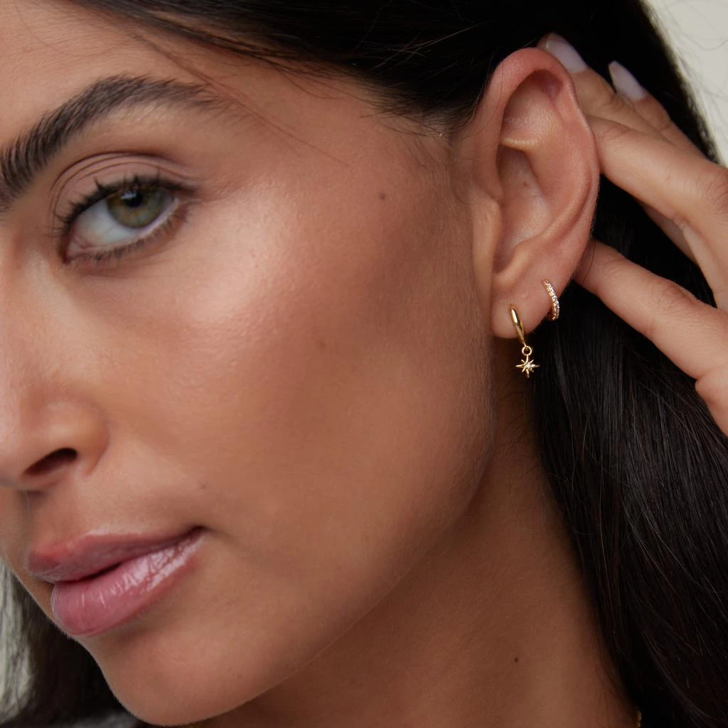 Orelia London Starburst Pavé Micro Huggie Hoop Earrings 5