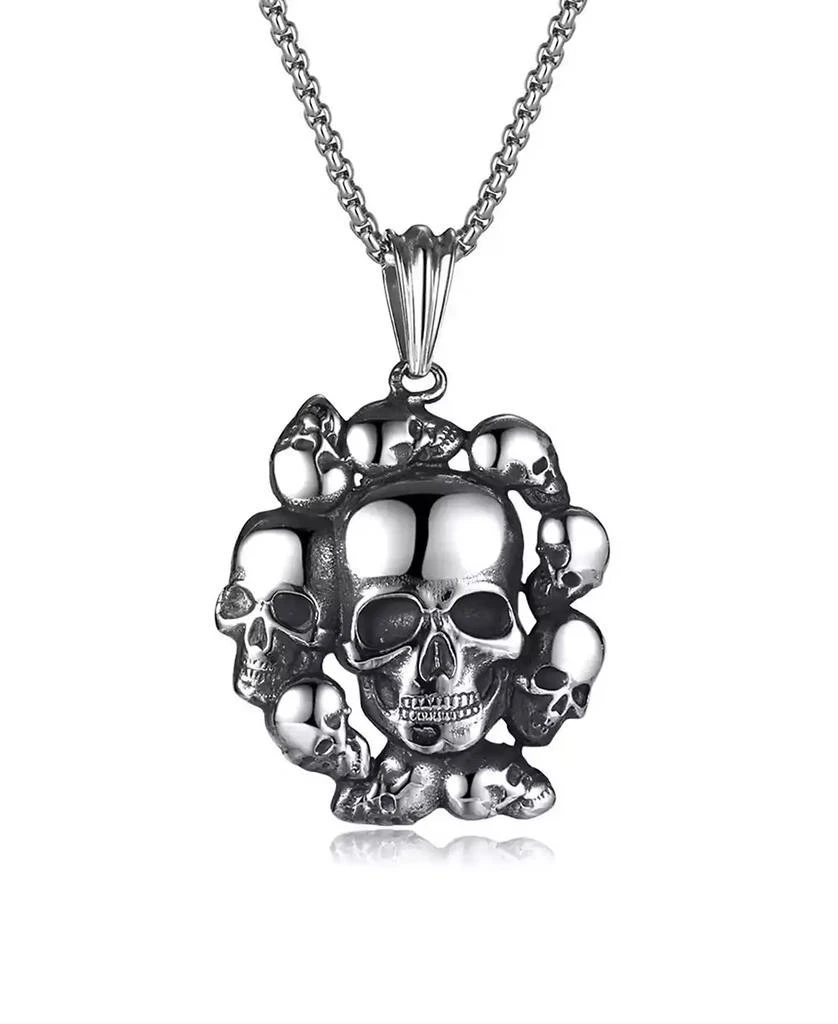 Rhona Sutton Silver Skull Cluster Stainless Steel Pendant Necklace 1
